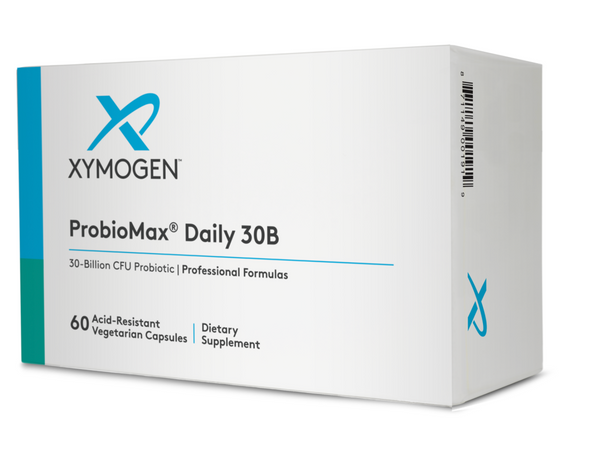 ProbioMax Daily DF  ( is a vegetarian, dairy- and gluten-free, four-strain probiotic totaling 30 billion CFU† per capsule. 60 ct)